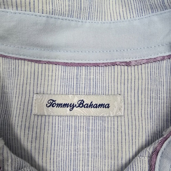 Tommy Bahama Shirt Men Large Island Zone Button Up Long Sleeve Linen Blend Beach - Picture 7 of 14